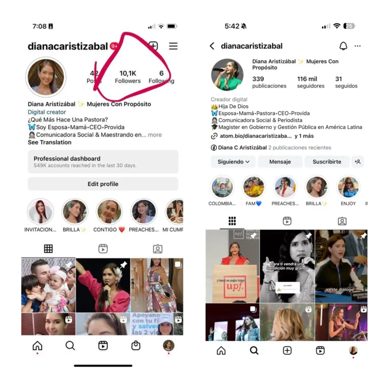 Andrea Berrio auditando redes sociales para negocios latinos en EE.UU.